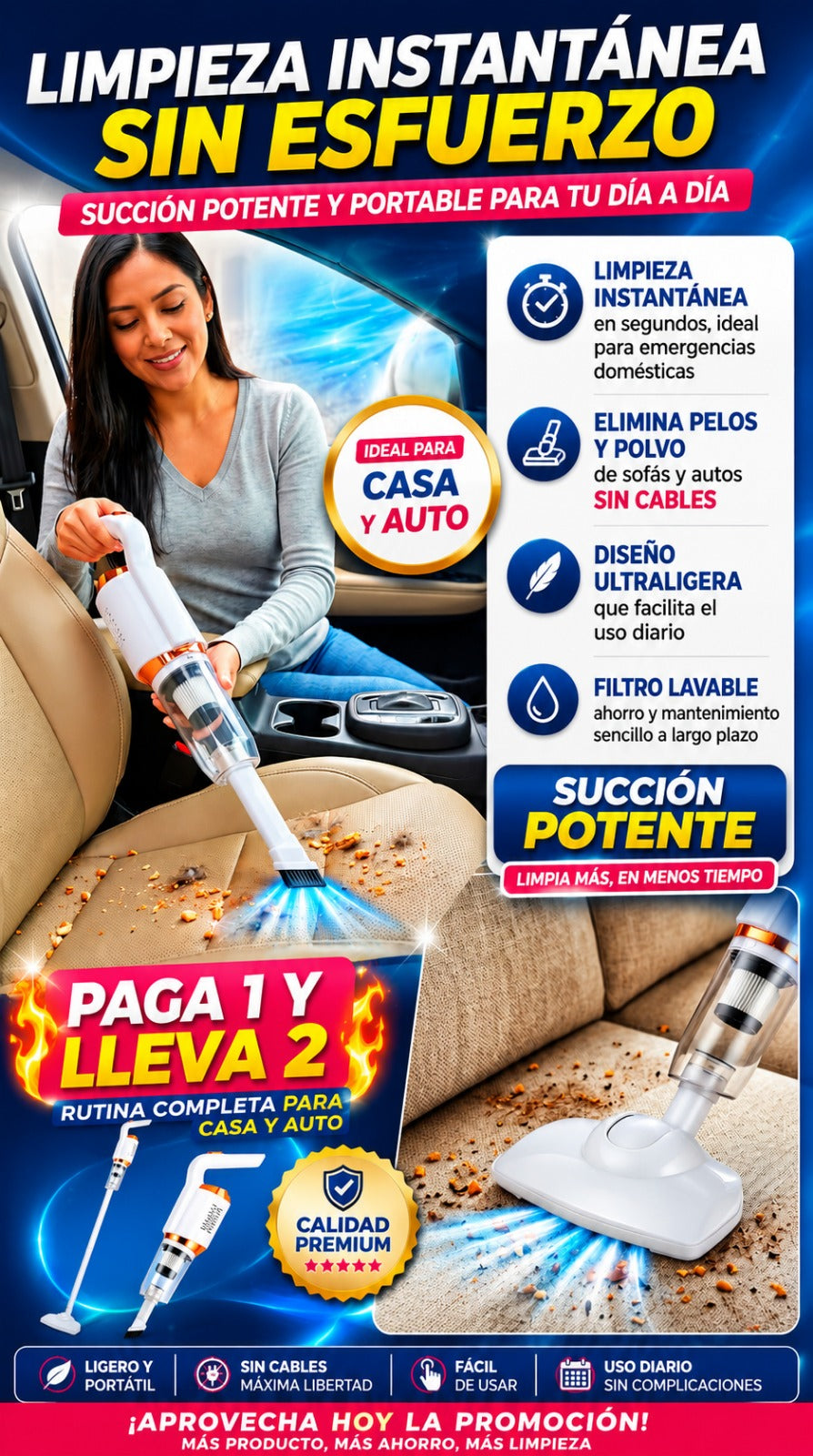 🚀 TURBOCLEAN X2™  “Limpieza instantánea para casa y auto, sin cables y sin esfuerzo.”  🔥 TurboClean Pro™ 👉 Potencia profesional sin cables.
